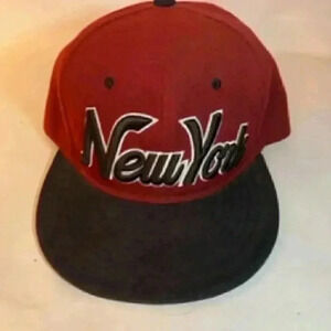 Adult Flat Bill Urban New York Hip Hop Baseball Hat Snap Back Cap EUC